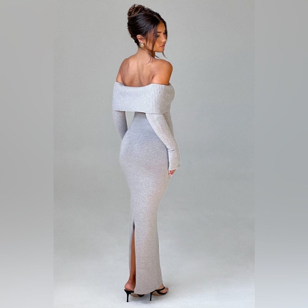 NWT Babyboo Beverley Knit Maxi Light Grey Dress Marl Sweater  Size XS - Picture 8 of 14